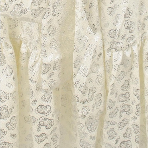 Michael Kors Foil Paisley Print V-Neck Tie Tiered Dress | X-Small | XS | Cream - Picture 10 of 16